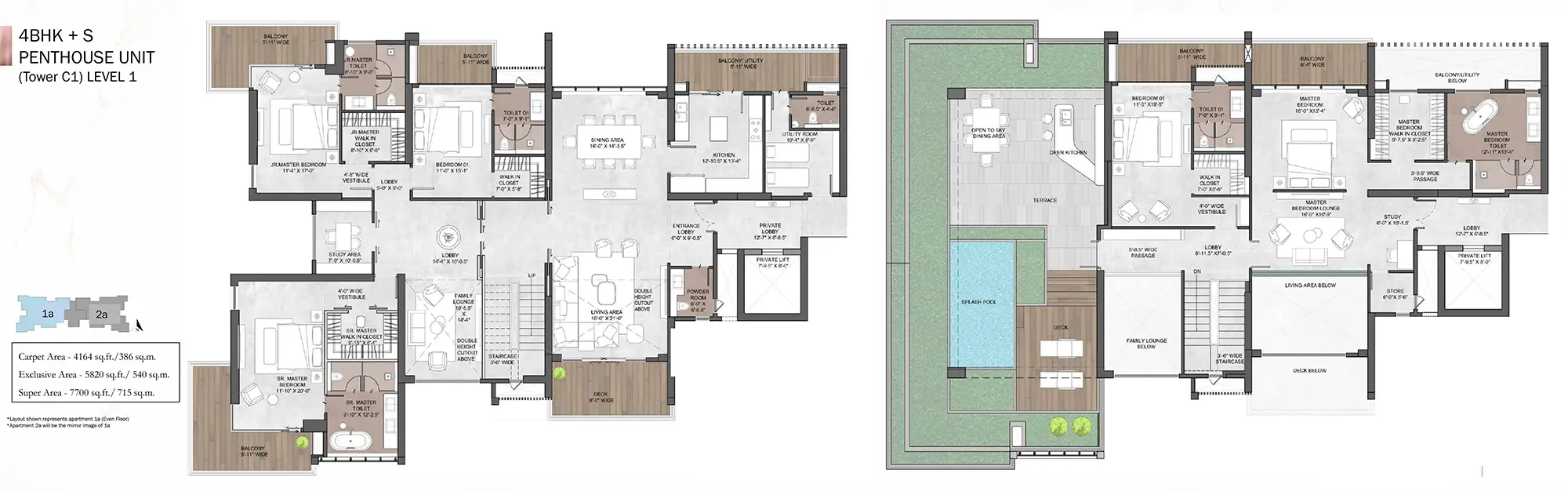 Silverglades Legacy Primo Floor Plan - 4 BHK + Servant Penthouses